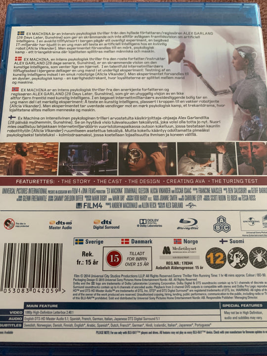 Ex-Machina. Blu-Ray. Blu-ray Disc