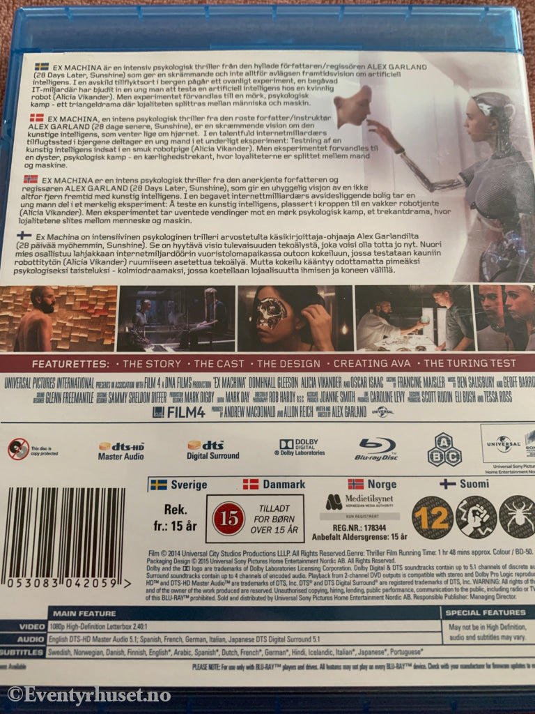 Ex-Machina. Blu-Ray. Blu-ray Disc