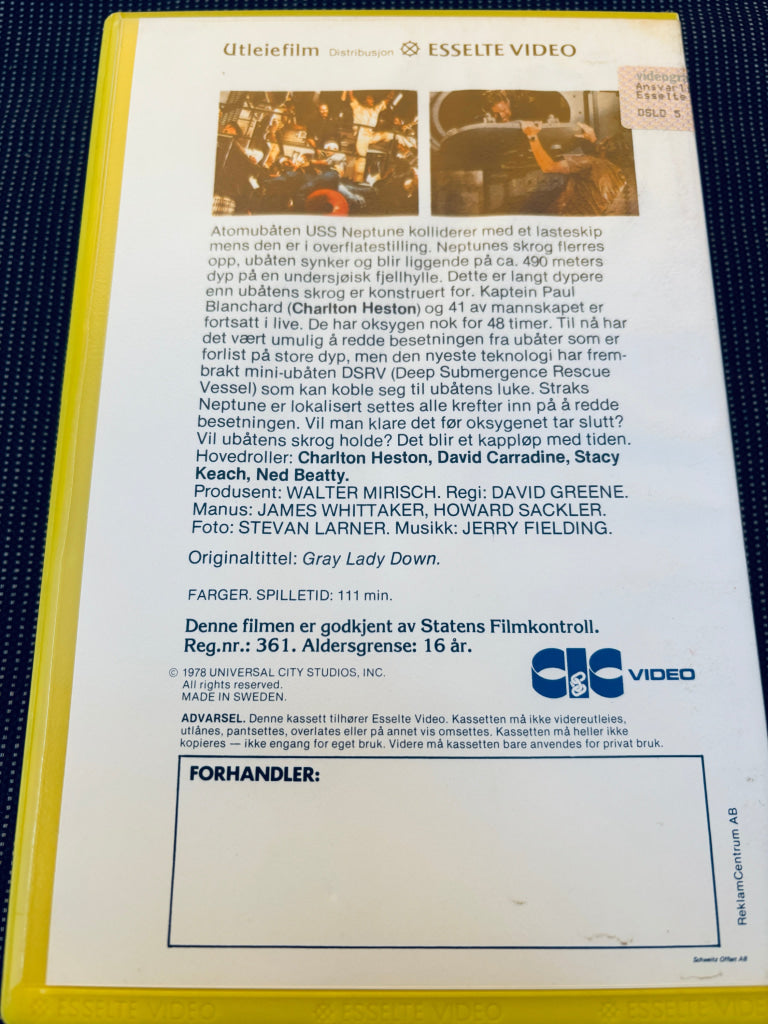 Fanget i dypet. 1978. VHS Big Box. VHS
