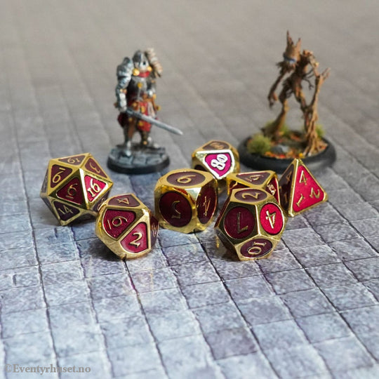 FanRoll Dice Set Gold with Purple Enamel (7) Games