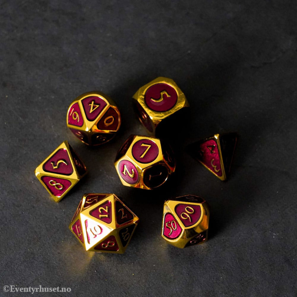 FanRoll Dice Set Gold with Purple Enamel (7) Games