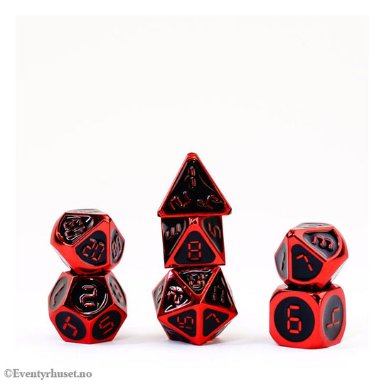 FanRoll Dice Set Red with Black Enamel (7) Games
