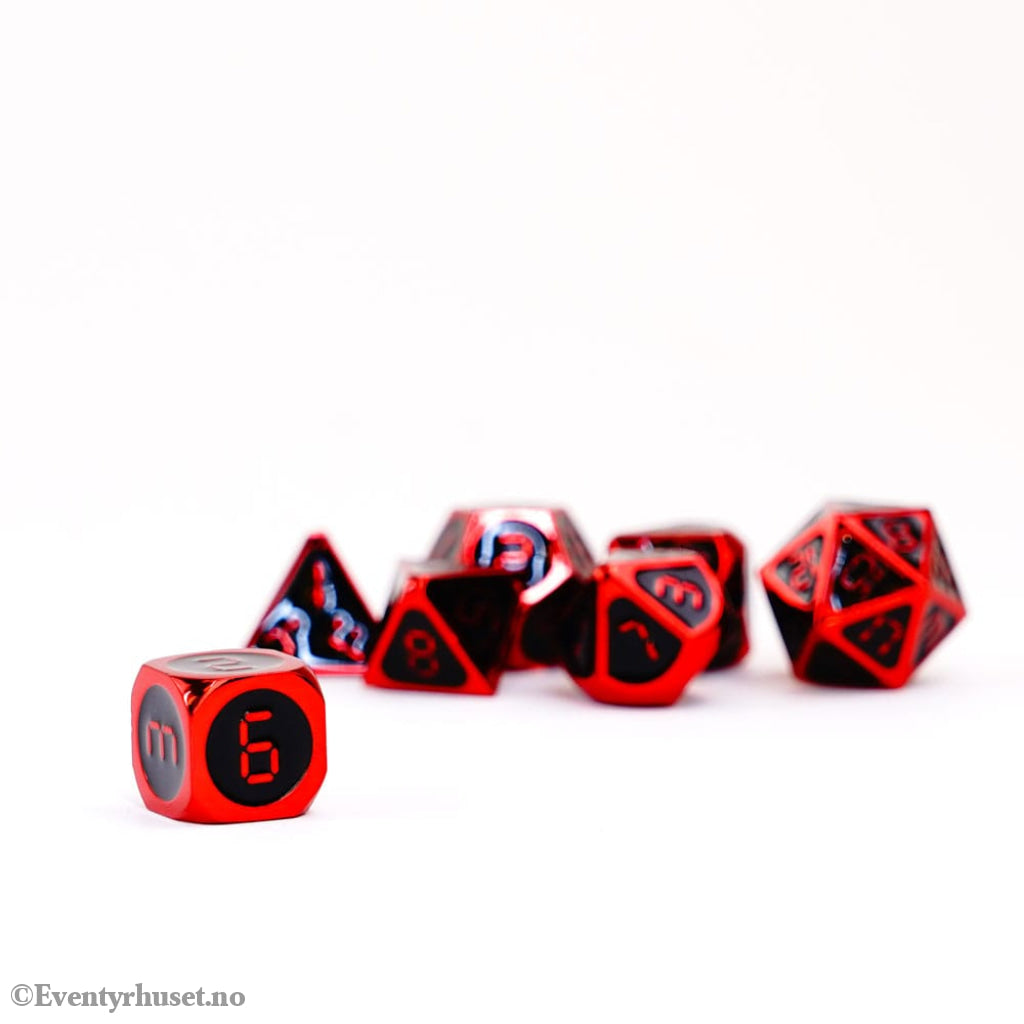 FanRoll Dice Set Red with Black Enamel (7) Games