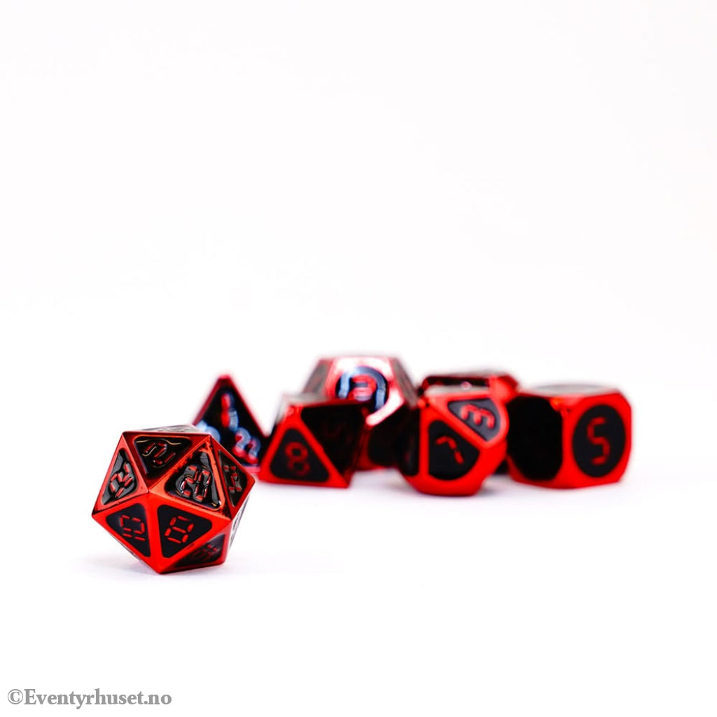 FanRoll Dice Set Red with Black Enamel (7) Games