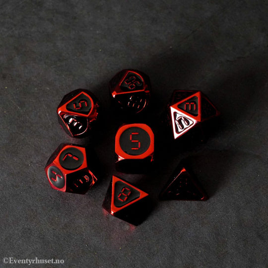 FanRoll Dice Set Red with Black Enamel (7) Games