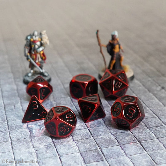 FanRoll Dice Set Red with Black Enamel (7) Games