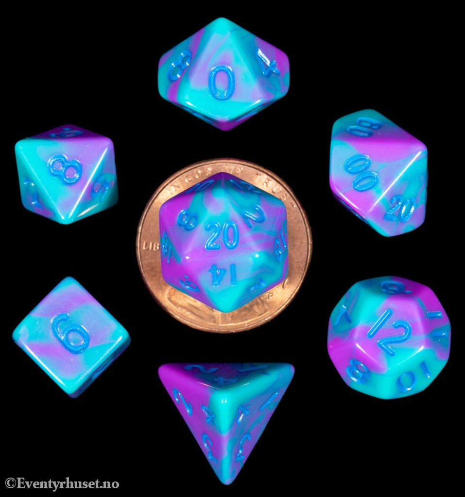 FanRoll Mini Dice Set Turquoise and Purple Marble (7) Games
