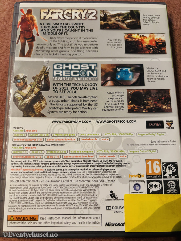 Far Cry 2 + Tom Clancy's Ghost Recon Advanced Warfighter (Double Pack). Xbox 360.