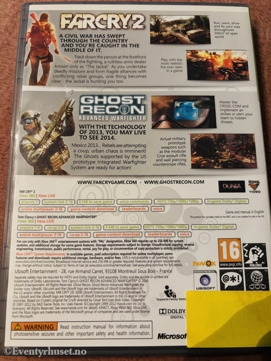 Far Cry 2 + Tom Clancy's Ghost Recon Advanced Warfighter (Double Pack). Xbox 360.