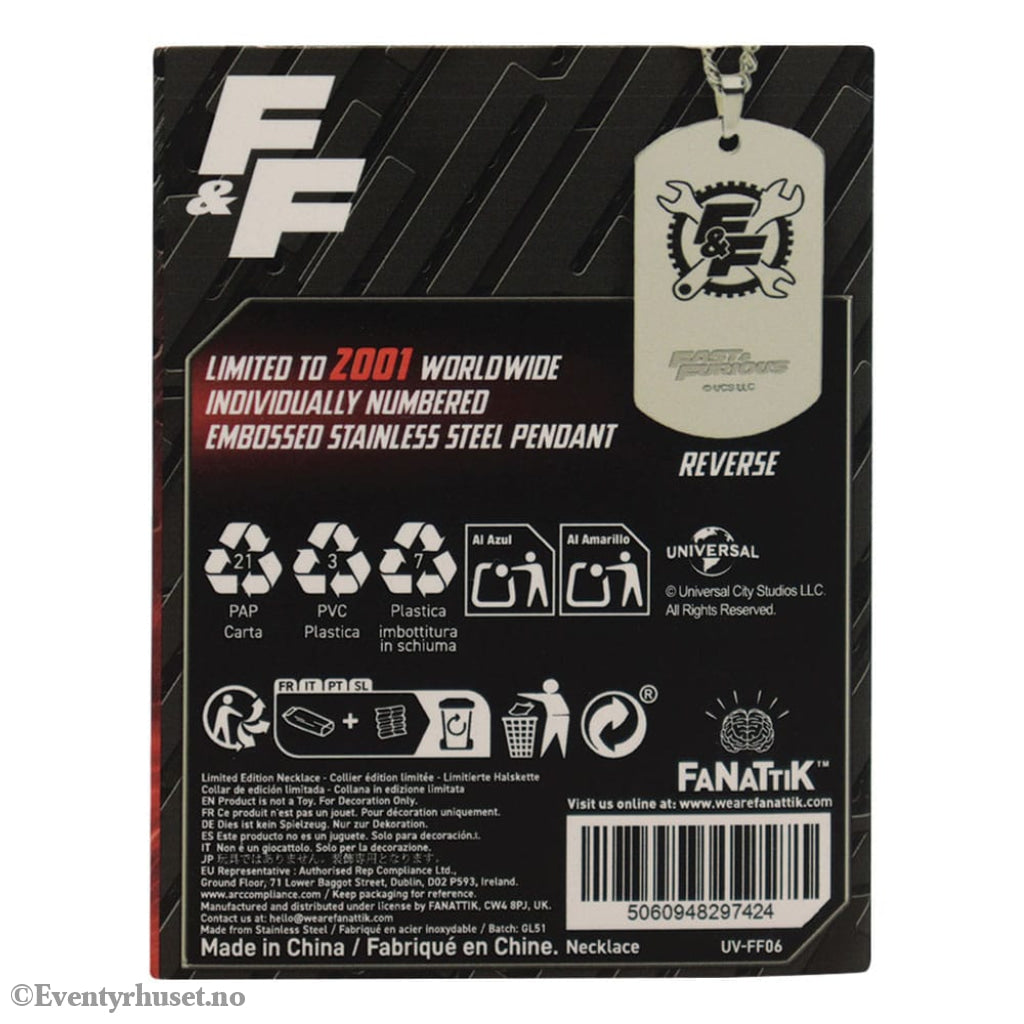 Fast & Furious Dog Tags with ball chain Fashion & Accessories