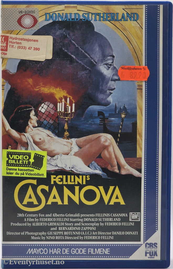 Fellini's Casanova (1976). VHS Big Box.