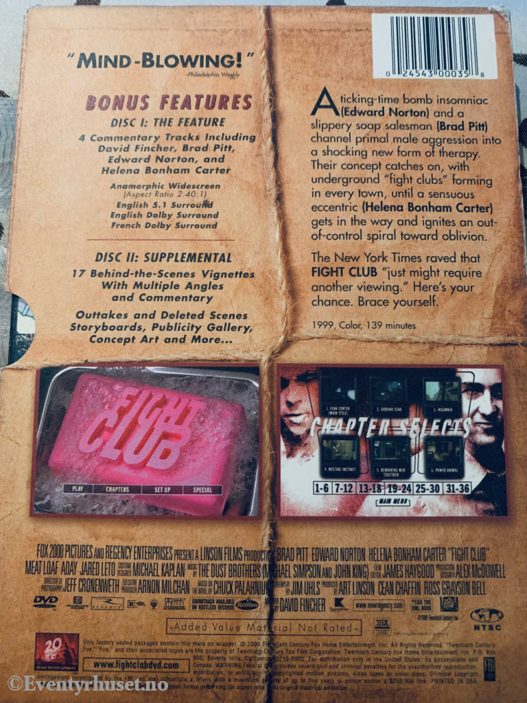 Fight Club. 1999. Dvd Slipcase.