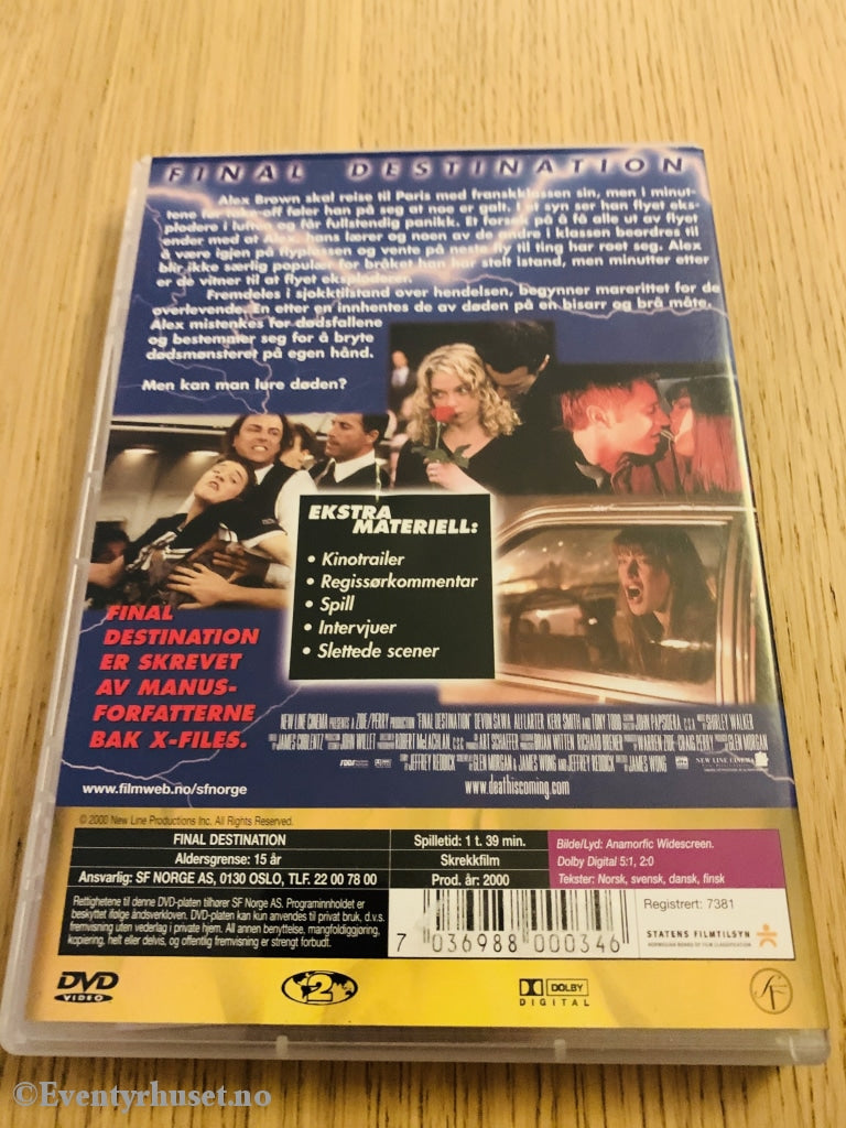 Final Destination. 2000. Dvd. Dvd