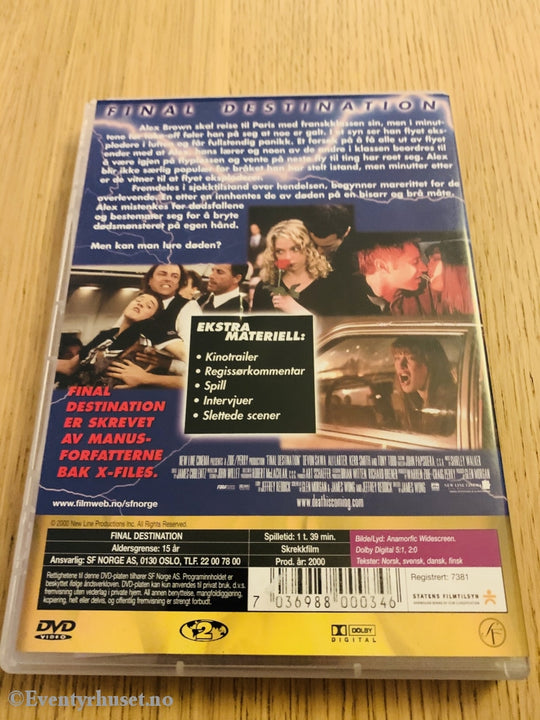 Final Destination. 2000. Dvd. Dvd