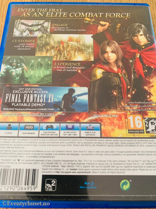 Final Fantasy Type-0 HD. PS4.