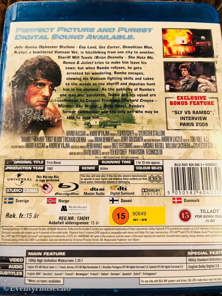 First Blood (Rambo). 1982. Blu-Ray. Blu-Ray Disc