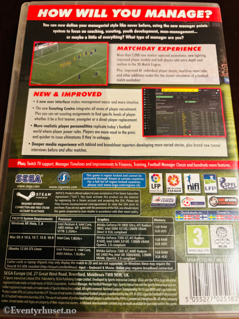 Football Manager 2015. PC.