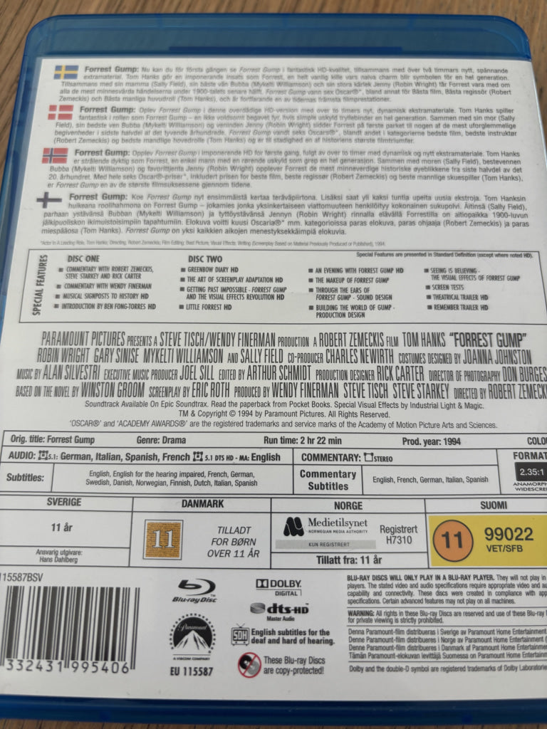 Forrest Gump. Blu-ray.