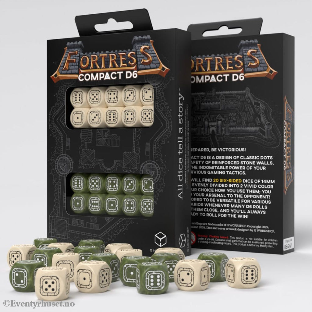 Fortress Compact D6 Dice Set Beige&Olive (20) Games