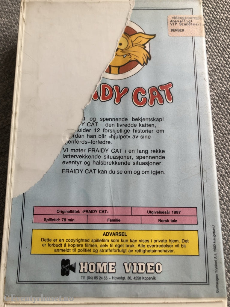 Fraidy Cat - Den Livredde Katten. 1987. Vhs Big Box.