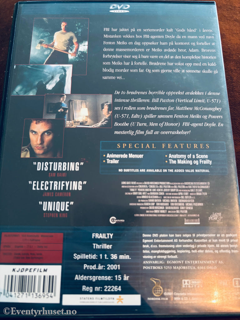 Frailty. DVD.