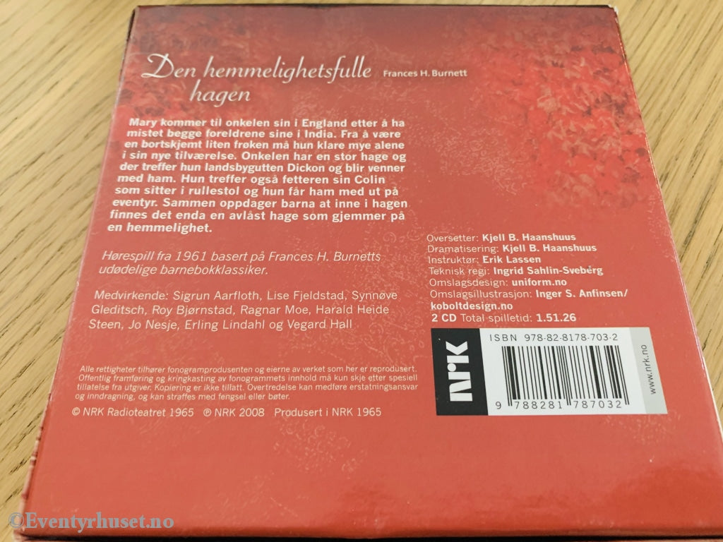 Frances H. Brunett. 1965. Den Hemmelighetsfulle Hagen (Nrk). Lydbok På 2 Cd.