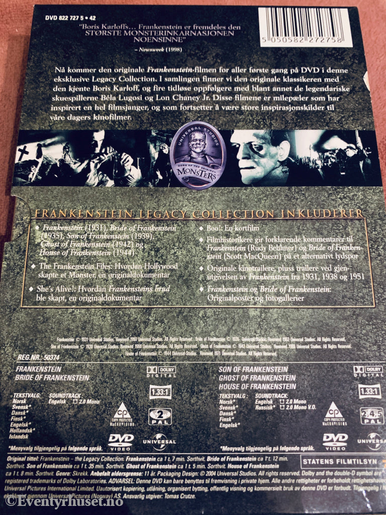 Frankenstein: The Legacy Collection (1931-1948). DVD samleboks.