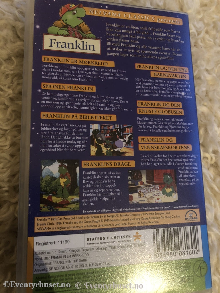 Franklin. 1999. Franklin Er Mørkredd. Vhs. Vhs