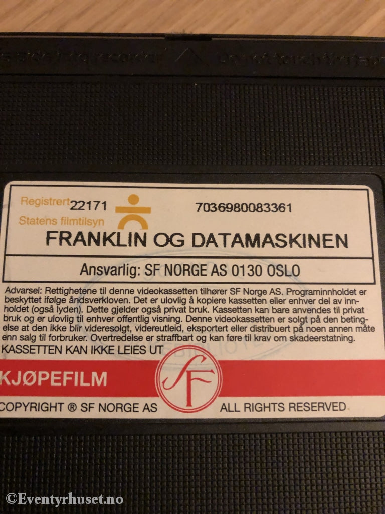 Franklin Og Datamaskinen. 1999. Vhs. Vhs