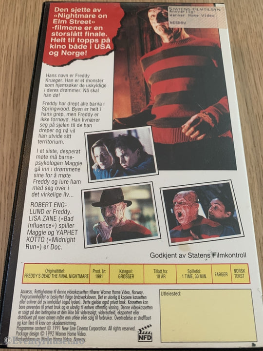 Freddys Dead - The Final Nightmare. 1991. Vhs. Vhs