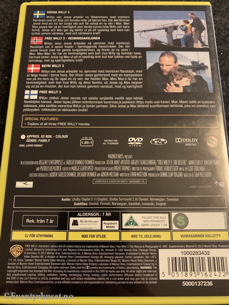 Free Willy 3. The Rescue. 1997. Dvd. Dvd