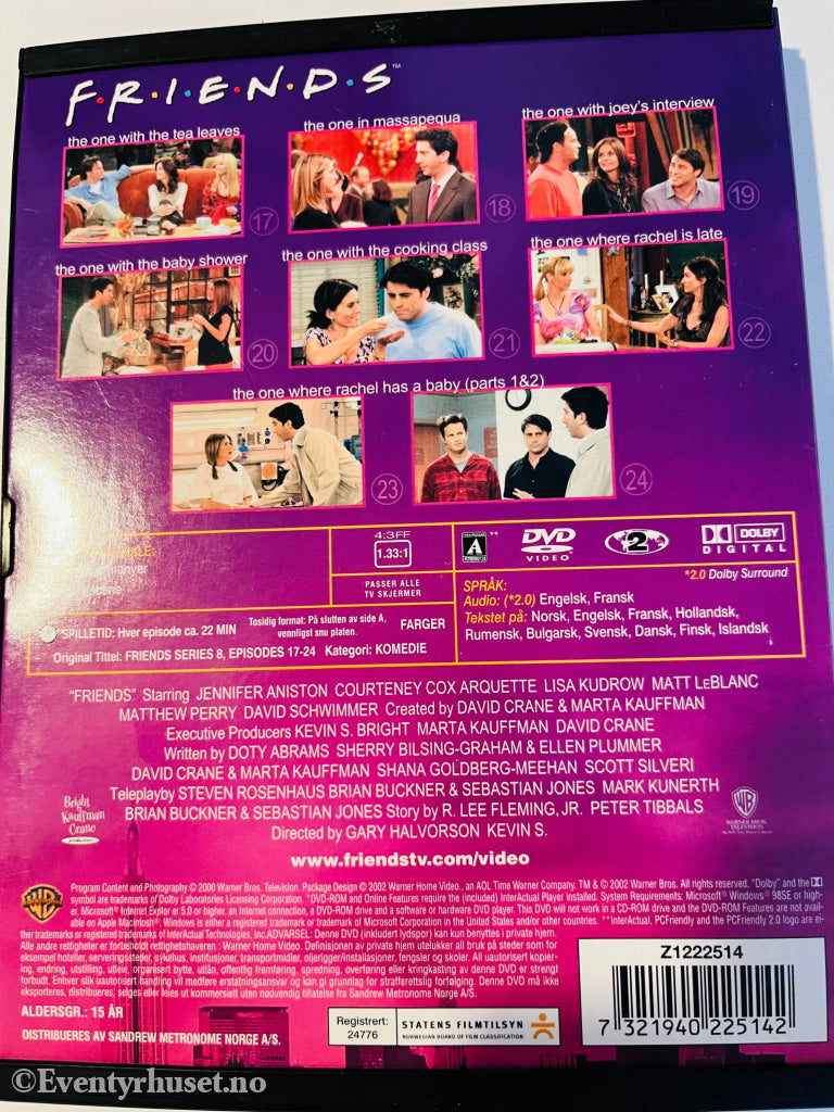 Friends - Serie 8. Episode 17 - 24. Dvd Snapcase.