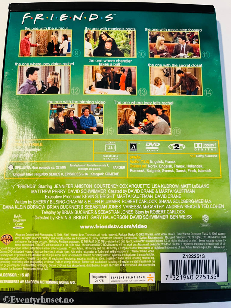 Friends - Serie 8. Episode 9 - 16. Dvd Snapcase.