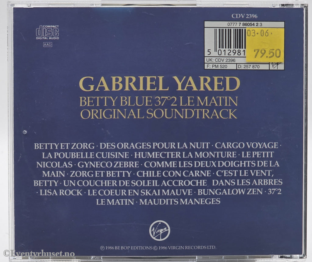 Gabriel Yared. 1986. 37°2 Le Matin (Betty Blue) (Original Motion Picture Soundtrack). CD.