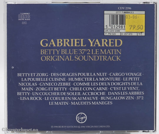 Gabriel Yared. 1986. 37°2 Le Matin (Betty Blue) (Original Motion Picture Soundtrack). CD.