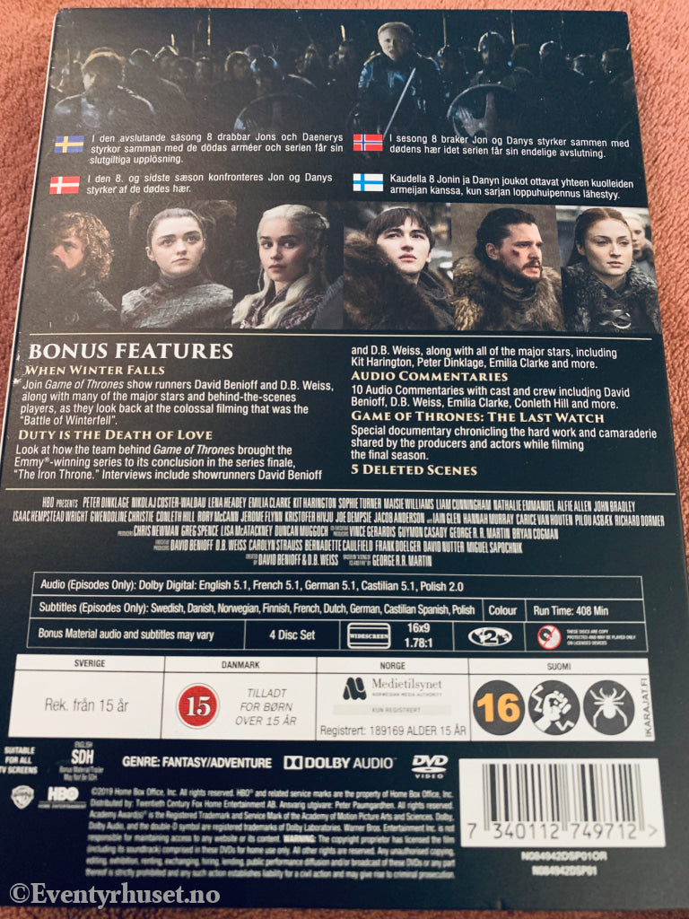Game of Thrones The Complete Eighth Season. DVD samleboks.