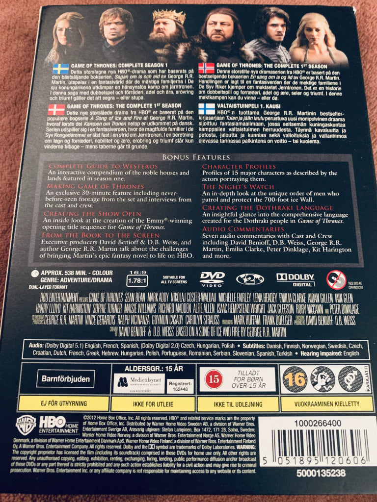 Game of Thrones The Complete First Season. DVD samleboks.