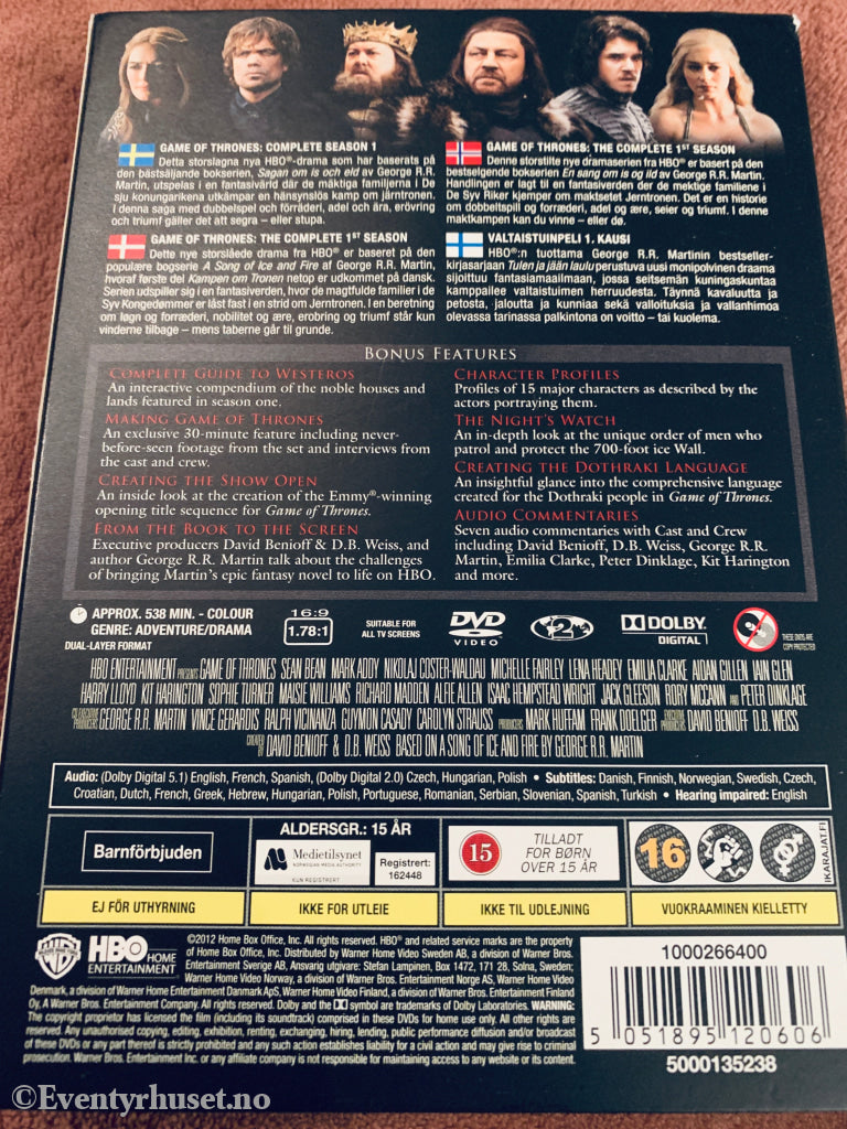 Game of Thrones The Complete First Season. DVD samleboks.