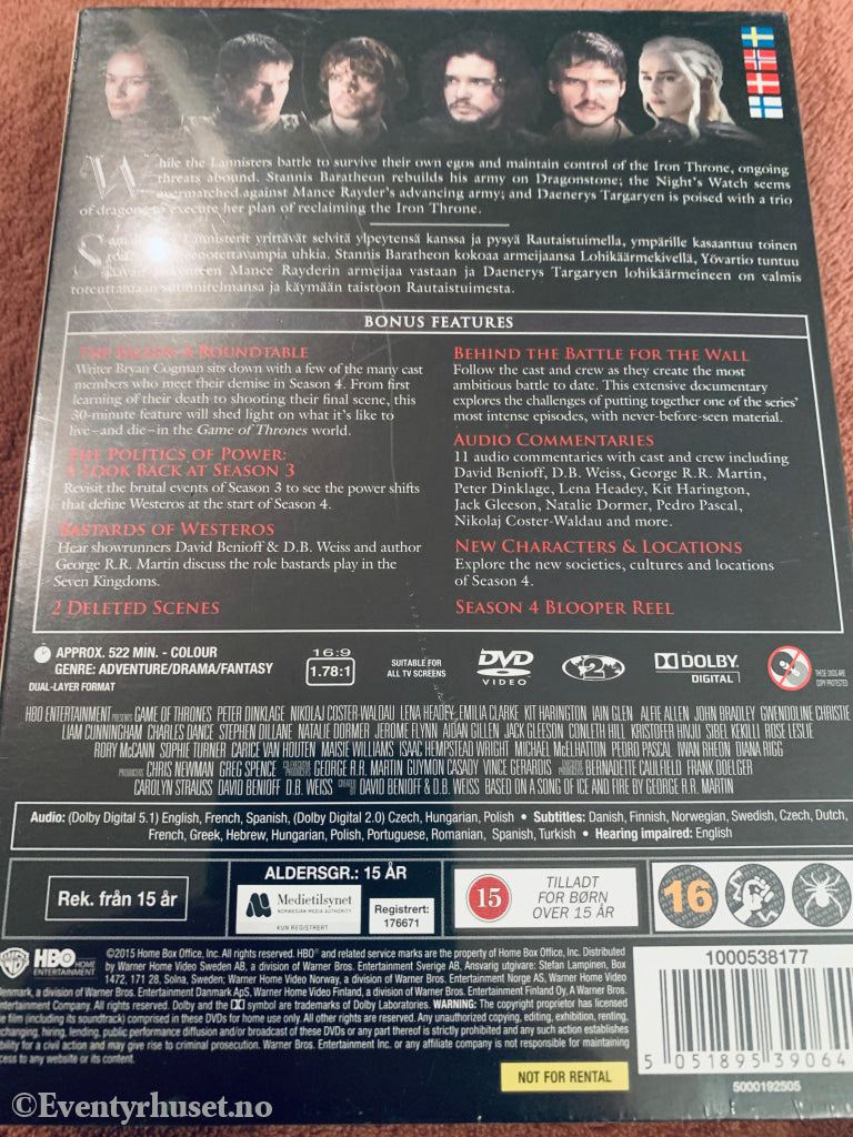 Game of Thrones The Complete Fourth Season. DVD samleboks. Ny i plast!