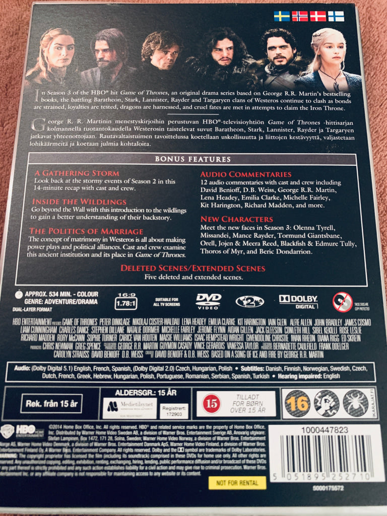 Game of Thrones The Complete Third Season. DVD samleboks.