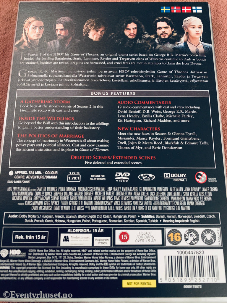 Game of Thrones The Complete Third Season. DVD samleboks.