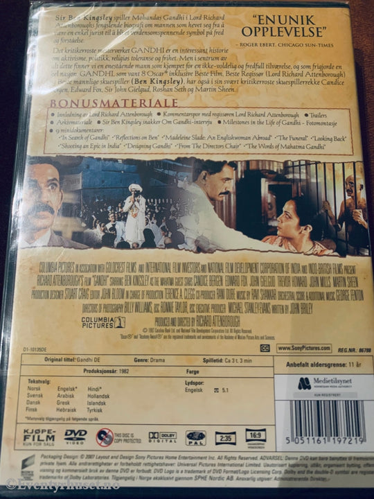 Gandhi. 1982. Dvd. Ny I Plast! Dvd