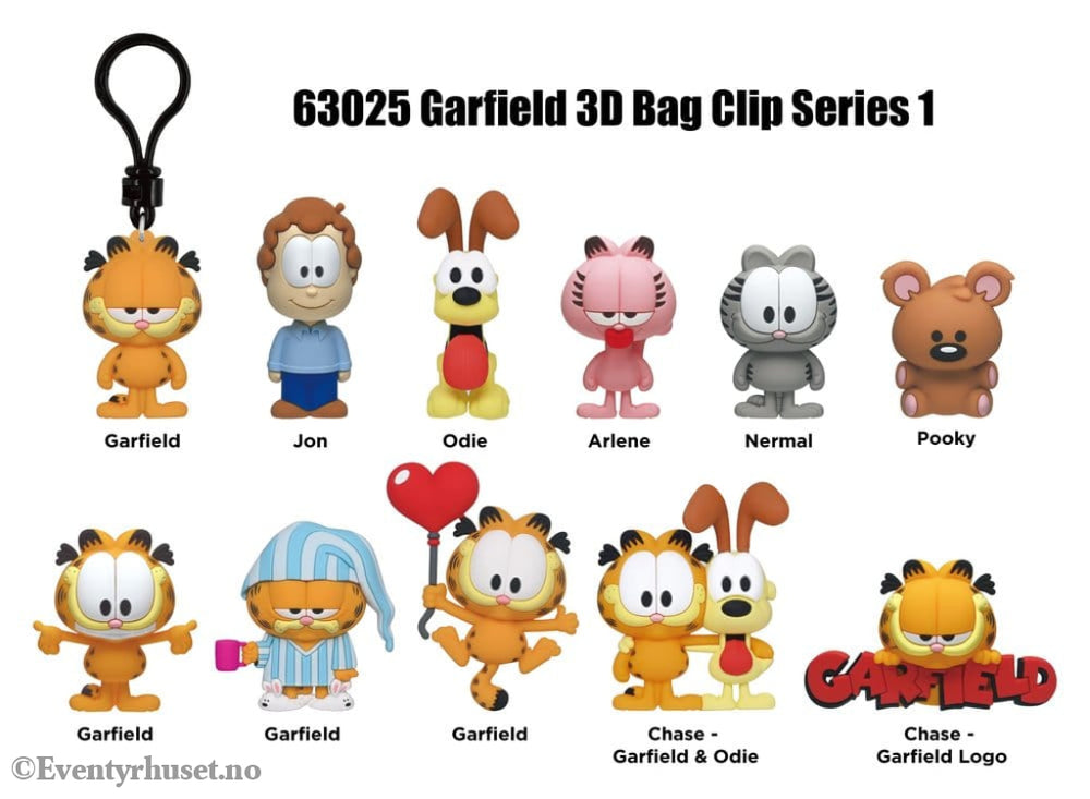 Garfield 3D Foam Bag Clips Serie 1 Display (24) Fashion & Accessories