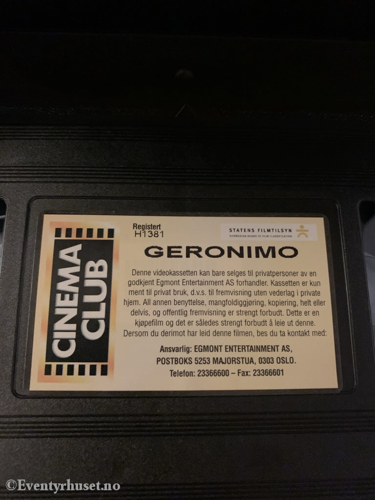Geronimo. 1993. Vhs. Vhs