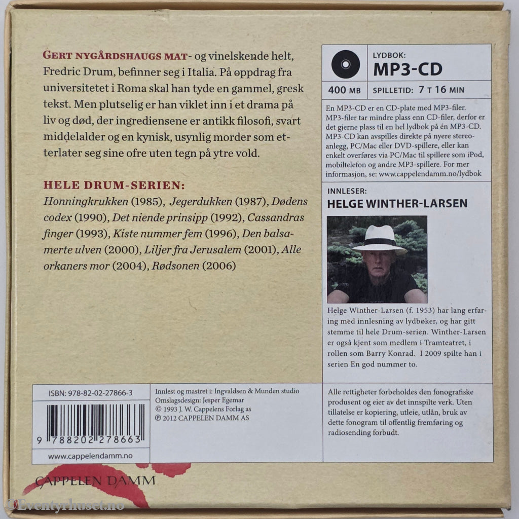 Gert Nygårdshaug. 2008. Dødens Codex. Lydbok på CD. Walt Disney Home Video