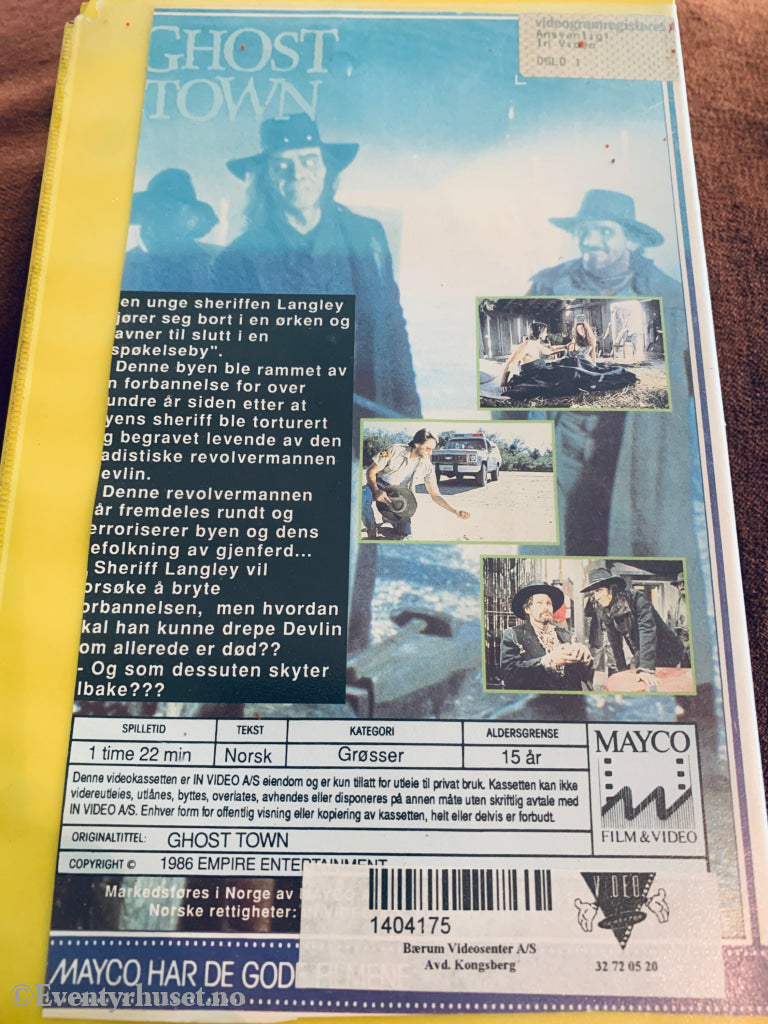 Ghost Town. 1986. VHS Big Box. Trimmet innstikk. VHS Big Box