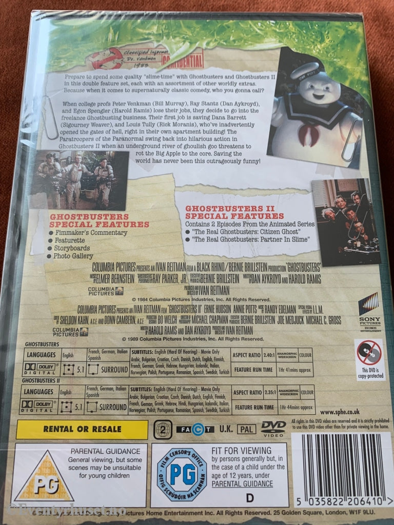 Ghostbusters 1 & 2. Dvd Ny I Plast!