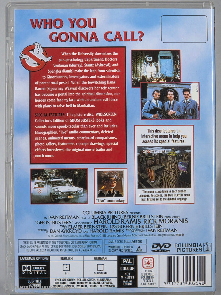 Ghostbusters (1984). DVD. Scanbox / Egmont Film