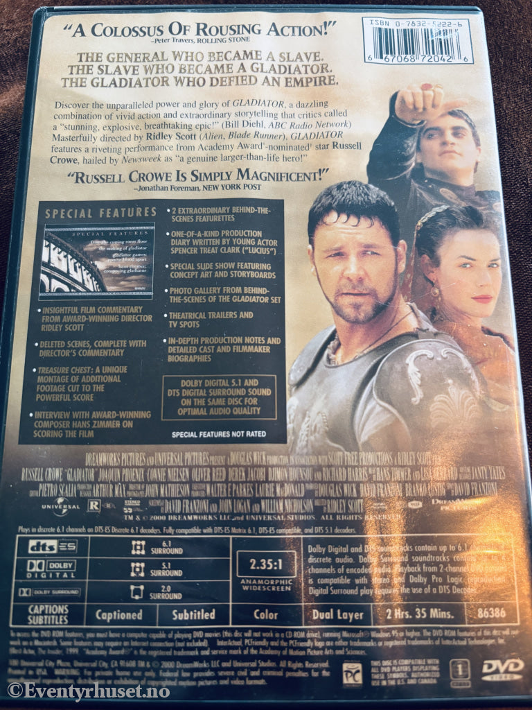 Gladiator (2000). DVD.