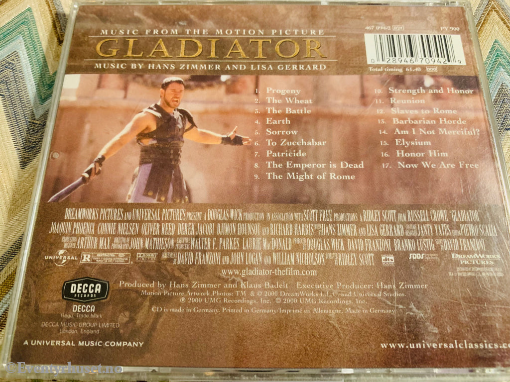 Gladiator Soundtrack. 2000. CD. Eventyrhuset